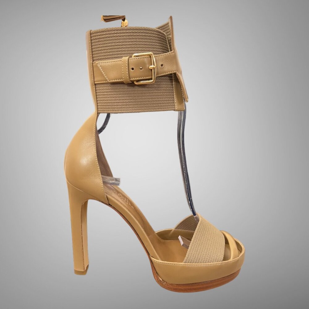 Hermes Katy Calfskin Cuff Sandal Pumps Shoes EU 38 Platforms New Box